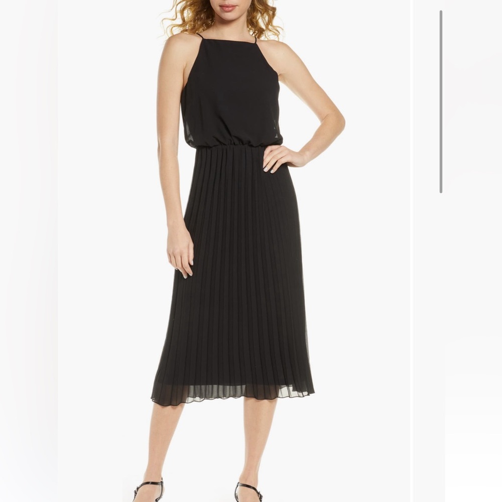 NWT S/6 Black, Sam Edelman, Blouson short midi pleated dress